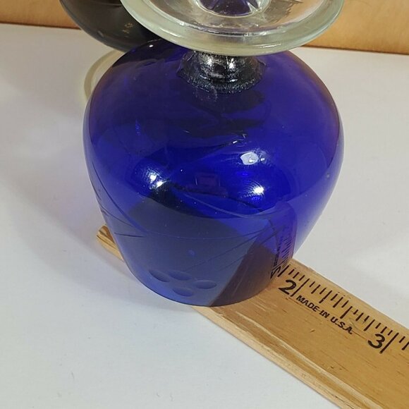 2 Etched Floral Cordial Glasses 3" whiskey multicolor glass 2oz - Picture 9 of 9